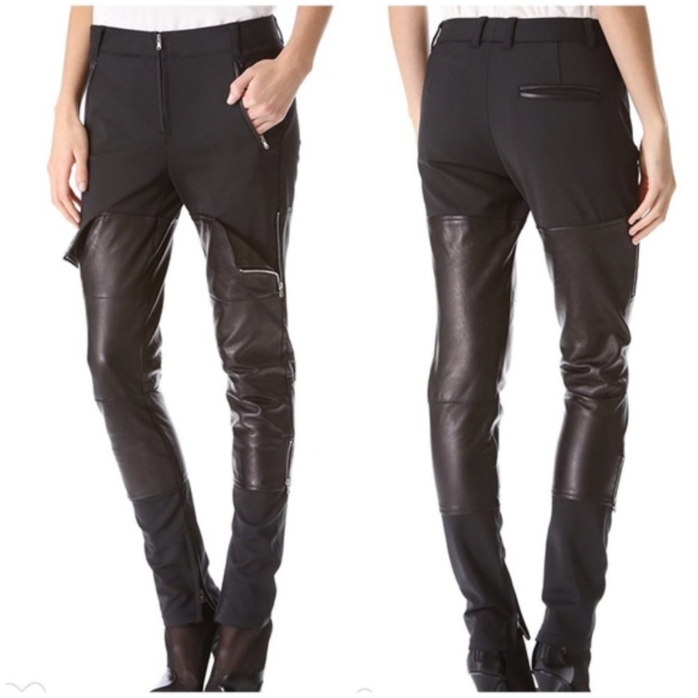 3.1 Phillip Lim Leather Moto Wader Zip Pants